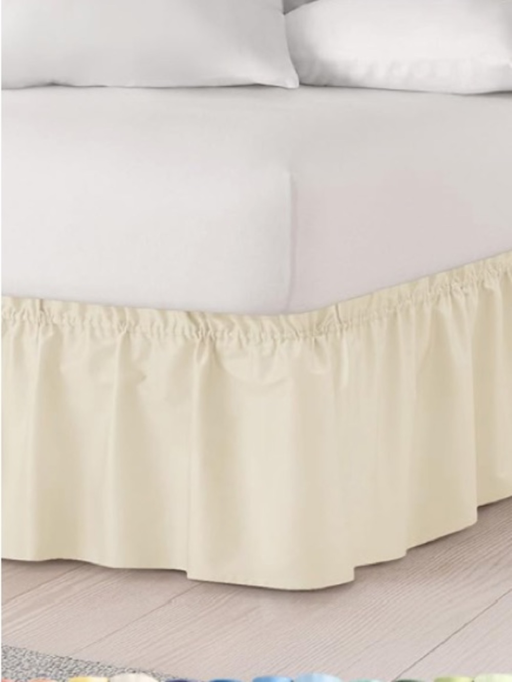 Cream Wrap Around Dust Ruffle Bed Skirt 12” Drop Wrinkle-Free TWIN/TWIN XL